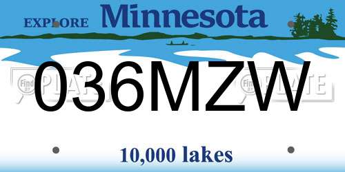 036MZW Minnesota License Plate
