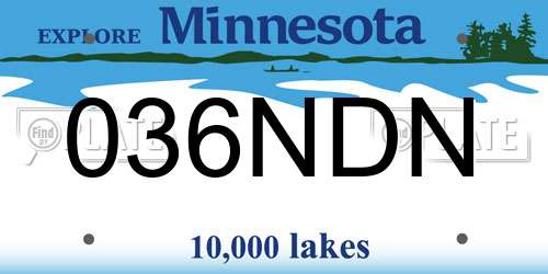 036NDN Minnesota License Plate