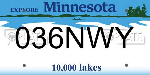 036NWY Minnesota License Plate
