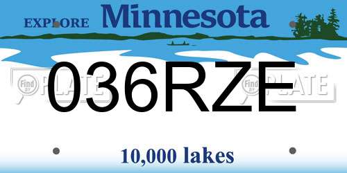 036RZE Minnesota License Plate