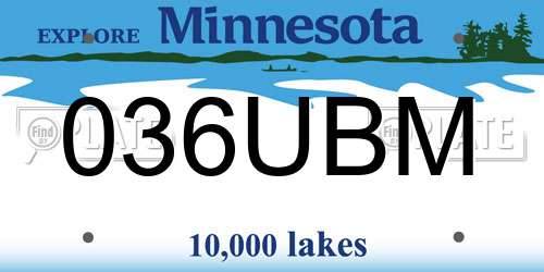 036UBM Minnesota License Plate