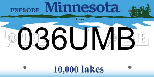 036UMB Minnesota License Plate