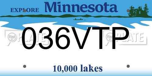 036VTP Minnesota License Plate
