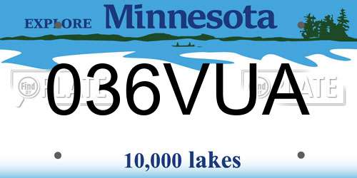 036VUA Minnesota License Plate