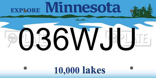 036WJU Minnesota License Plate