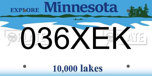 036XEK Minnesota License Plate