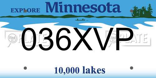 036XVP Minnesota License Plate