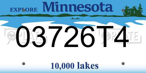 03726T4 Minnesota License Plate