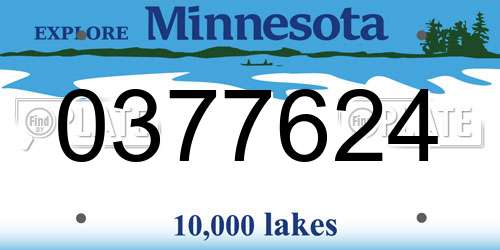 0377624 Minnesota License Plate