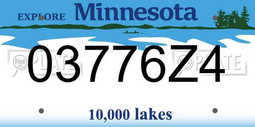 03776Z4 Minnesota License Plate