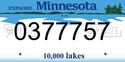 0377757 Minnesota License Plate