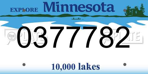 0377782 Minnesota License Plate