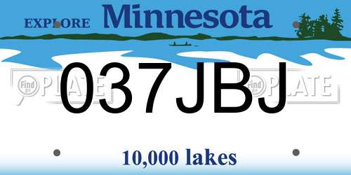 037JBJ Minnesota License Plate