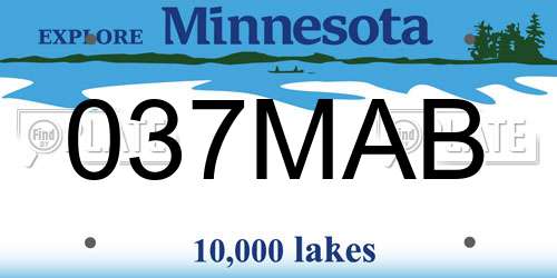 037MAB Minnesota License Plate