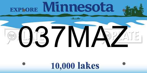 037MAZ Minnesota License Plate