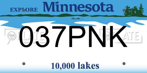 037PNK Minnesota License Plate