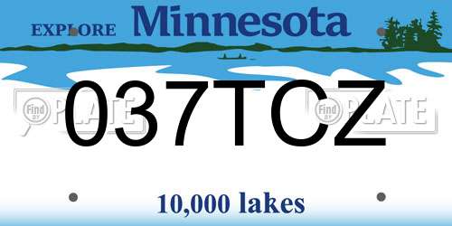 037TCZ Minnesota License Plate