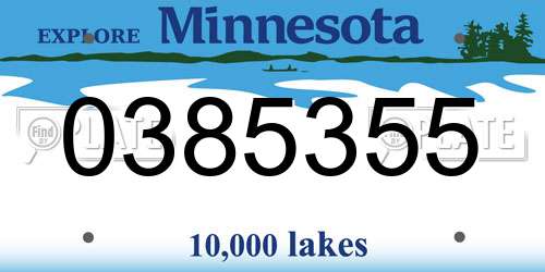 0385355 Minnesota License Plate