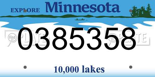 0385358 Minnesota License Plate