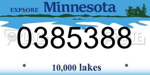 0385388 Minnesota License Plate