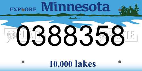 0388358 Minnesota License Plate