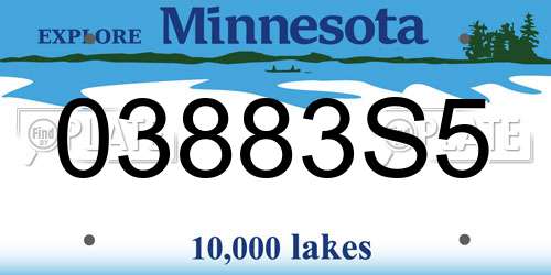 03883S5 Minnesota License Plate