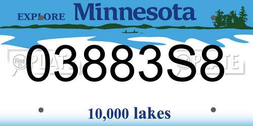 03883S8 Minnesota License Plate
