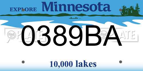 0389BA Minnesota License Plate