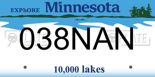 038NAN Minnesota License Plate
