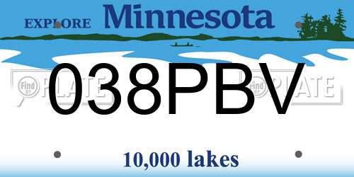 038PBV Minnesota License Plate