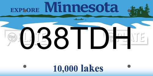 038TDH Minnesota License Plate