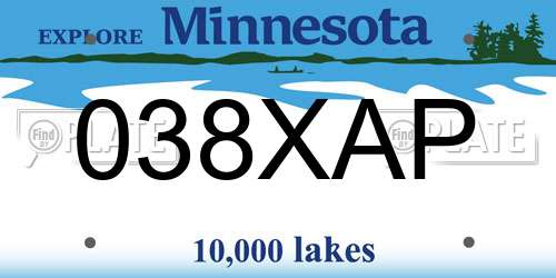 038XAP Minnesota License Plate