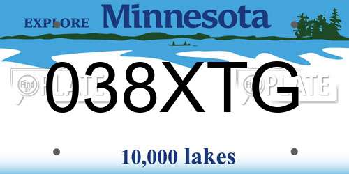 038XTG Minnesota License Plate