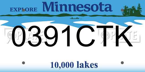 0391CTK Minnesota License Plate