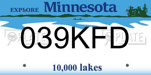 039KFD Minnesota License Plate