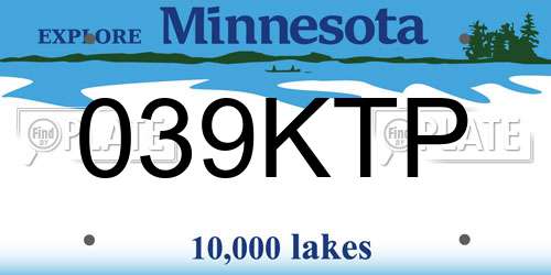 039KTP Minnesota License Plate