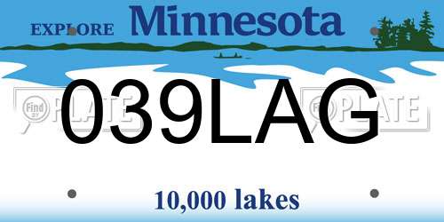 039LAG Minnesota License Plate