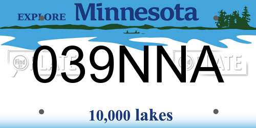 039NNA Minnesota License Plate