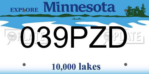 039PZD Minnesota License Plate