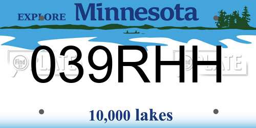 039RHH Minnesota License Plate