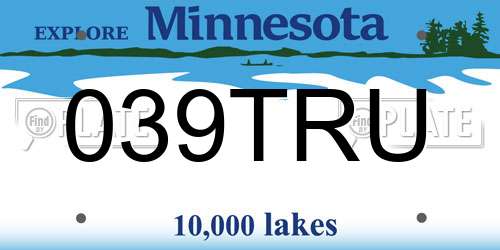 039TRU Minnesota License Plate