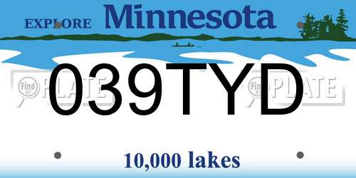 039TYD Minnesota License Plate