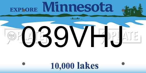 039VHJ Minnesota License Plate