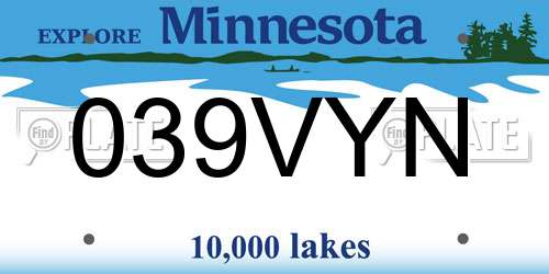 039VYN Minnesota License Plate