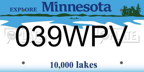 039WPV Minnesota License Plate