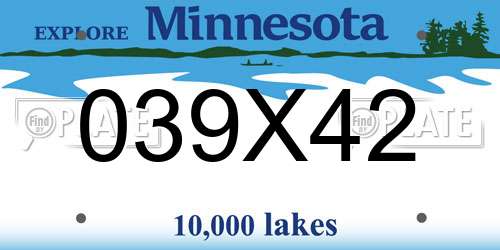 039X42 Minnesota License Plate