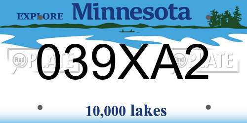 039XA2 Minnesota License Plate