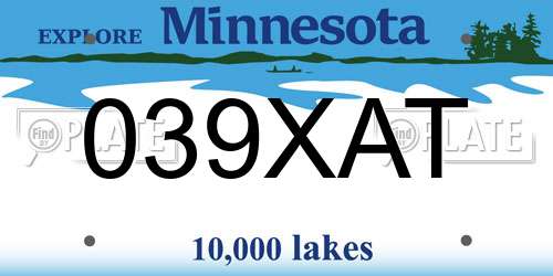039XAT Minnesota License Plate