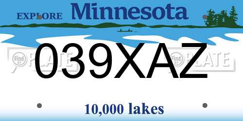 039XAZ Minnesota License Plate