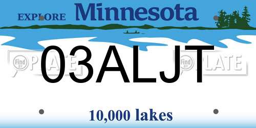 03ALJT Minnesota License Plate
